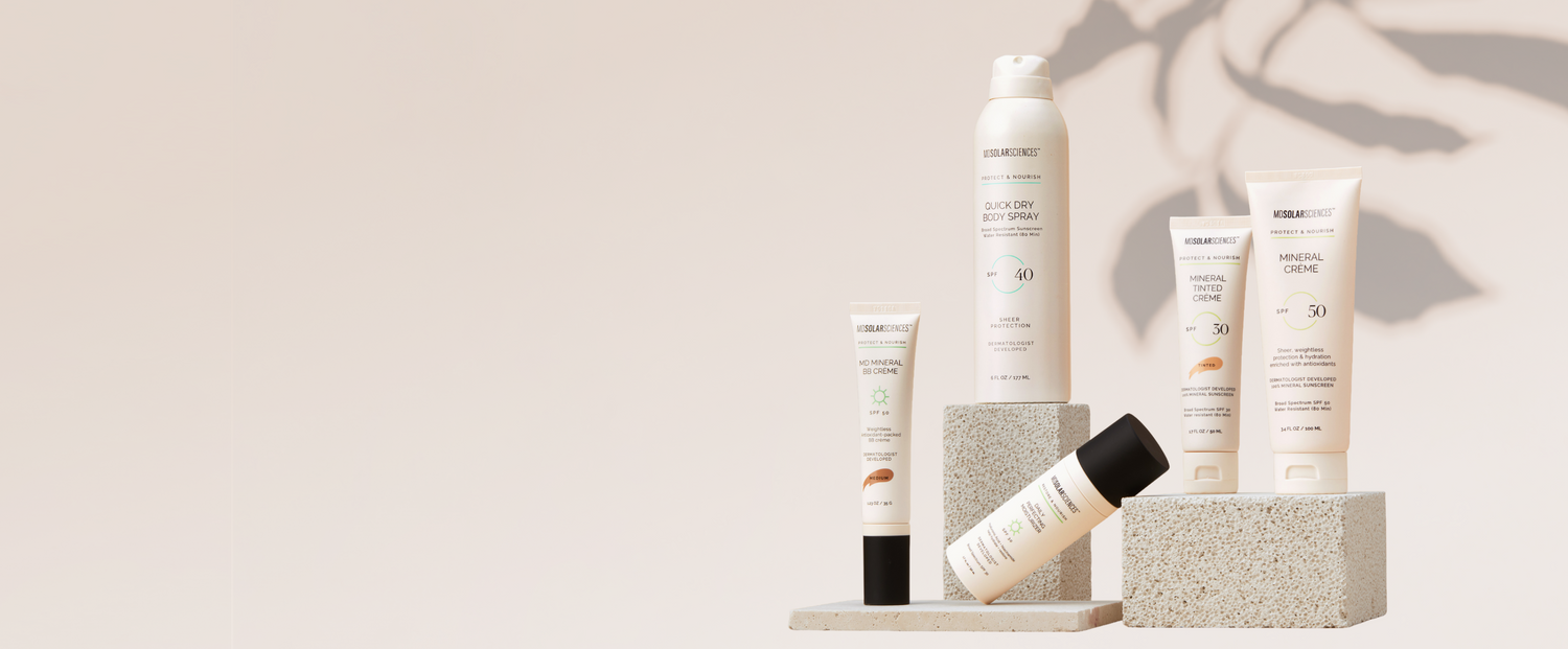 Collection of MD Solar skincare products