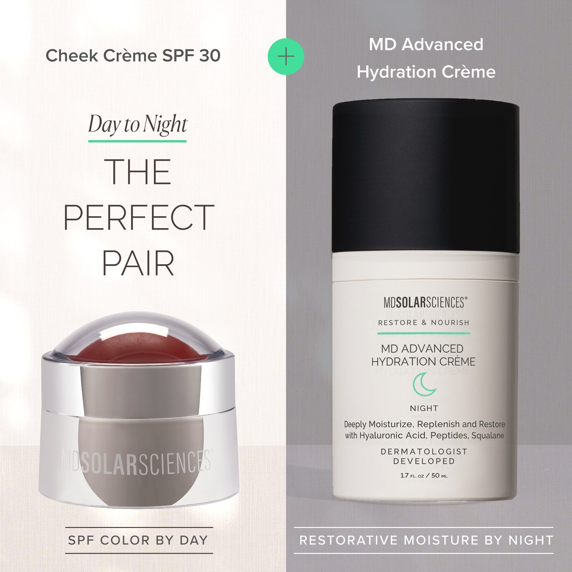 suggested routine for day time (cheek crème) and night time (advanced hydration crème)